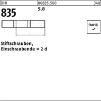 Stiftschraube DIN 835 M6x 20 5.8 Einschraubende=2d 100 St&uuml;ck
