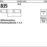 Stiftschraube DIN 835 M8x 16 8.8 Einschraubende=2d 100...