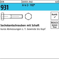 Sechskantschraube DIN 931 Schaft M6x 140 A 4 (- 70) 1...