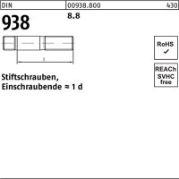 Stiftschraube DIN 938 M10x 25 8.8 50 St&uuml;ck