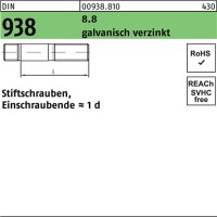 Stiftschraube DIN 938 M10x 45 8.8 galv.verz. 50 St&uuml;ck