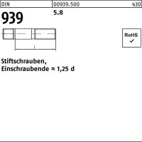Stiftschraube DIN 939 M30x 100 5.8 Einschraubende=1,25d 1...