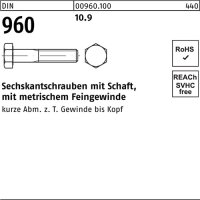 Sechskantschraube DIN 960 Schaft M18x1,5x 60 10.9 25...