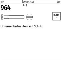 Linsensenkschraube DIN 964 Schlitz M2,5x 8 4.8 2000 St&uuml;ck