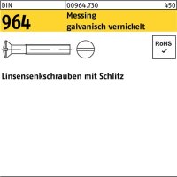 Linsensenkschraube DIN 964 Schlitz M3x 25 Messing galv. vernickelt 200St.
