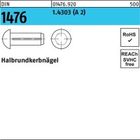 Halbrundkerbnagel DIN 1476 1,4x 6 1.4303 (A 2) 100 St&uuml;ck