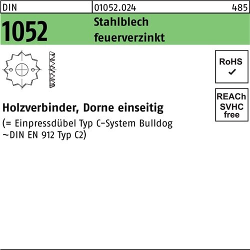 Holzverbinder DIN 1052 einseitig 75 M16 Stahlblech feuerverz. 100 St&uuml;ck