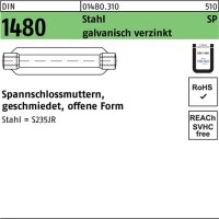 Spannschlossmutter DIN 1480 offen SP M10/125 Stahl &Uuml;Z galv.verz. 1St.