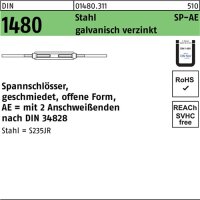 Spannschloss DIN 1480 offen 2Anschwei&szlig;enden SP-AE M8 Stahl &Uuml;Z galv.verz. 1St.