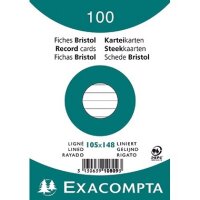 Exacompta Karteikarte 10809SE DIN A6 liniert wei&szlig; 100 St./Pack.