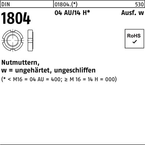 Nutmutter DIN 1804 M28x 1,5 Automatenstahl/14 H 10 St&uuml;ck