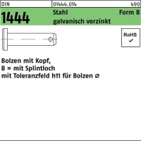 Bolzen DIN 1444/ISO 2341 Kopf/Splintloch B 12x35/29,5...