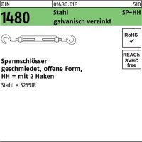 Spannschloss DIN 1480 offen 2Haken SP HH M8 Stahl 3.6...