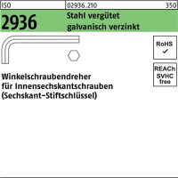 Winkelschraubendreher ISO 2936 Innen-6kt SW 6 Stahl verg&uuml;tet galv.verz. 50St.