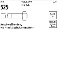Anschwei&szlig;ende DIN 525 Sechskantmutter M16x 190/65 Mu 3.6 25 St&uuml;ck