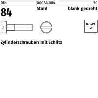 Zylinderschraube DIN 84/ISO 1207 Schlitz M1x 2 Stahl blank gedreht 100 St&uuml;ck