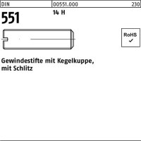 Gewindestift DIN 551 Kegelkuppe/Schlitz M3x 3 14 H 1000...