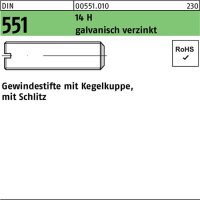 Gewindestift DIN 551 Kegelkuppe/Schlitz M3x8 14 H...