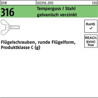 Fl&uuml;gelschraube DIN 316 M5x 12 Temperguss/Stahl galv.verz. 100 St&uuml;ck