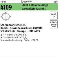 Schraubrohrschelle DIN 4109 25-28 M8/M10 Stahl+D&auml;mmeinlage galv.verz. 100St.