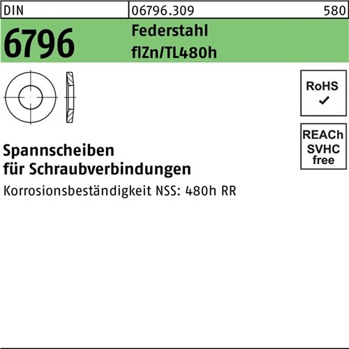 Spannscheibe DIN 6796 10x23x2,5 Federst. zinkbes. Gleitm. flZnnc 480h-L 500St.