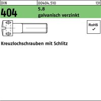 Kreuzlochschraube DIN 404 Schlitz M3x 8 5.8 galv.verz....