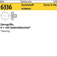 Sterngriff DIN 6336 FormK-Ms K 80 M12 Ku. sw Messingbuchse 5 St&uuml;ck