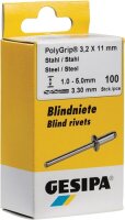 Blindniet PolyGrip&reg; Nietschaft dxl 4,8x10,0mm Stahl/Stahl 50 St.GESIPA