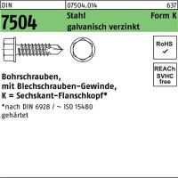 Bohrschraube DIN 7504 6-kt-Flanschkopf K 3,9x19 Stahl...