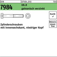 Zylinderschraube DIN 7984 Innen-6kt M10x50 8.8 galv.verz....