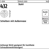 Scheibe DIN 432 Au&szlig;ennase 4,3 Stahl 100 St&uuml;ck