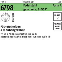 F&auml;cherscheibe DIN 6798 FormA au&szlig;engezahnt A 10,5 Federstahl verz. 8 DiSP 1000St.
