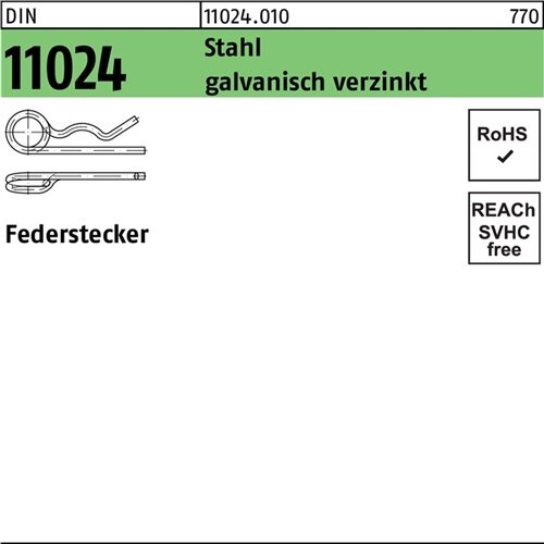 Federstecker DIN 11024 6,3/26,1-34 Stahl galv.verz. 50 St&uuml;ck