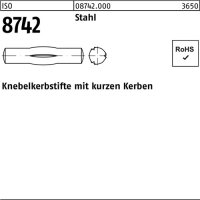 Knebelkerbstift ISO 8742 kurzen Kerben 8x 80 Stahl 100...