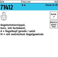 Kegelschmiernippel DIN 71412 FormA-M AM 8x 1 SW 9 A 4 50...