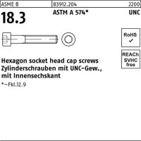 Zylinderschraube R 83912 UNC-Gewinde/Innen-6kt #4x 1 ASTM A 574 100 St&uuml;ck