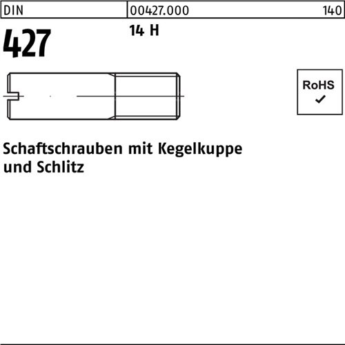 Schaftschraube DIN 427/ISO 2342 Kegelkuppe/Schlitz M10x 45 14 H 50 St&uuml;ck