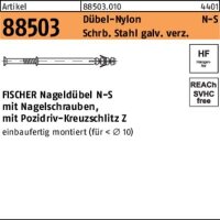 Nageld&uuml;bel R 88503 N-S 6x 40/10 Schraube Sta verz./D&uuml;bel-Nylon 50St. FISCHER
