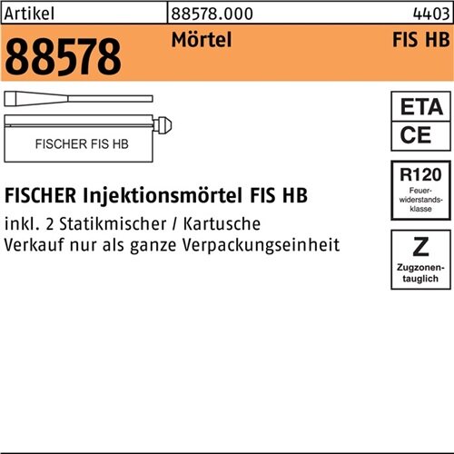 Injektionsm&ouml;rtel R 88578 FIS HB 150 C Kunstharz 6 St&uuml;ck FISCHER