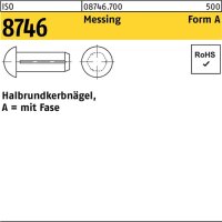 Halbrundkerbnagel ISO 8746 Fase 3x 10 Messing 1000...