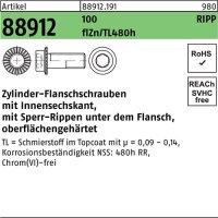 Zylinderflanschschraube R 88912 Sperr-Ripp In.-6kt M8x16 100 flZnnc480h-L 200St