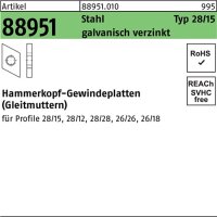 Hammerkopfgewindeplatte R 88951 Typ 28/15 M10 Stahl...