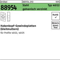 Hakenkopfgewindeplatte R 88954 Typ 40/22 M8 Stahl...