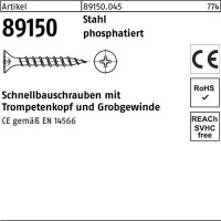 Schnellbauschraube R 89150 Trompetenkopf PH 3,9x45 Stahl phosph. Grobgew. 1000St