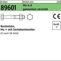 Baubolzen R 89601 CE 6-ktmutter M12x 440 Mu 4.8...