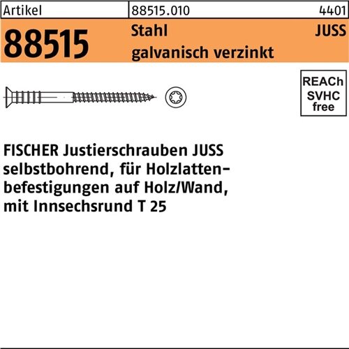 Justierschraube R 88515 JUSS 6x145/T25 Stahl galv.verz. 100St. FISCHER