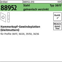 Hammerkopfgewindeplatte R 88952 Typ 38/17 M10 Stahl...