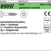 Spanplattenschraube R 89097 SEKO PZ TG 6x300/70-Z Stahl...
