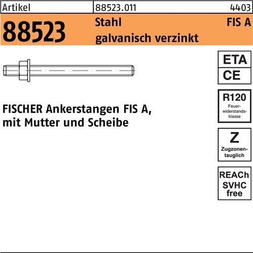 Ankerstange R 88523 FIS A M10x110 Stahl galv.verz. 10 St&uuml;ck FISCHER