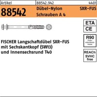 Rahmend&uuml;bel R 88542 SXR 10x 80 FUS Schrauben A 4/D&uuml;bel-Nylon 50 St&uuml;ck FISCHER